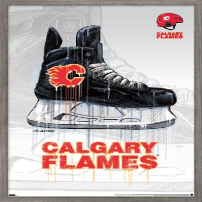 Trends International NHL Calgary Flames - Drip Skate 21 Wall Poster, 22.375" x 34", Barnwood Framed Version