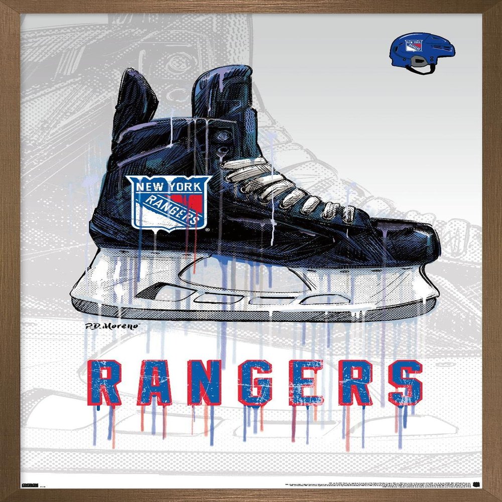 Trends International NHL New York Rangers - Drip Skate 21 Wall Poster, 14.725" x 22.375", Bronze Framed Version