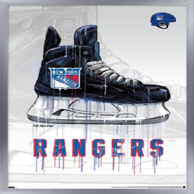 Trends International NHL New York Rangers - Drip Skate 21 Wall Poster, 14.725" x 22.375", Silver Framed Version