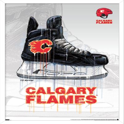 Trends International NHL Calgary Flames - Drip Skate 21 Wall Poster, 22.375" x 34", White Framed Version