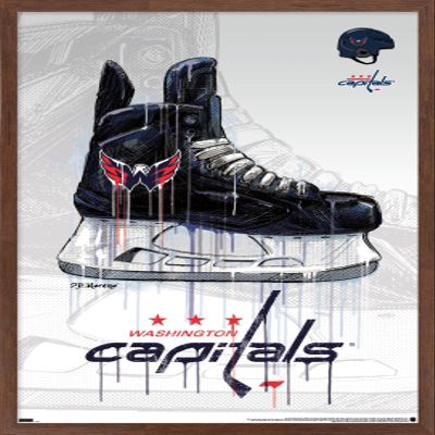 Trends International NHL Washington Capitals - Drip Skate 21 Wall Poster, 14.725" x 22.375", Mahogany Framed Version