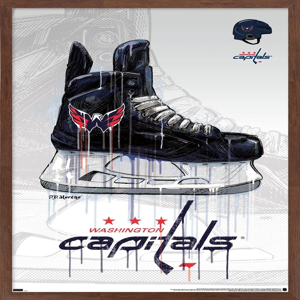 Trends International NHL Washington Capitals - Drip Skate 21 Wall Poster, 14.725" x 22.375", Mahogany Framed Version
