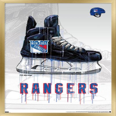 Trends International NHL New York Rangers - Drip Skate 21 Wall Poster, 14.725" x 22.375", Gold Framed Version