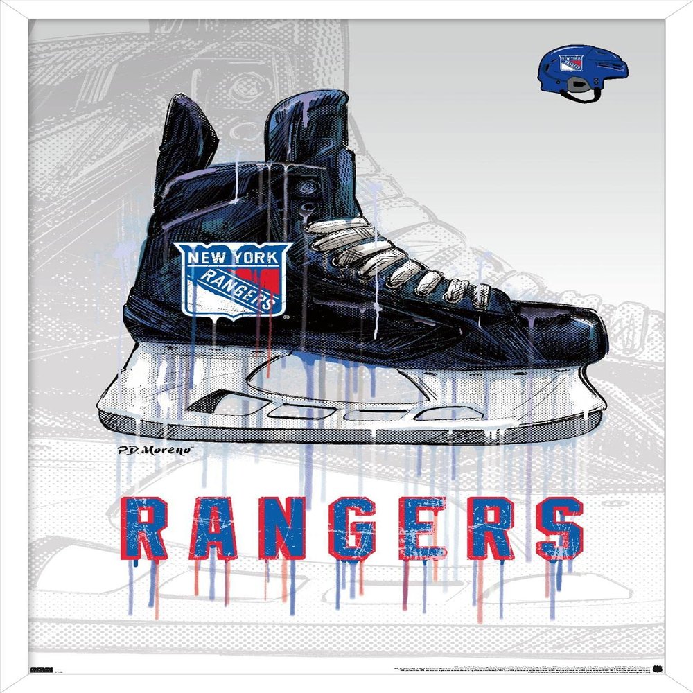 Trends International NHL New York Rangers - Drip Skate 21 Wall Poster, 14.725" x 22.375", White Framed Version