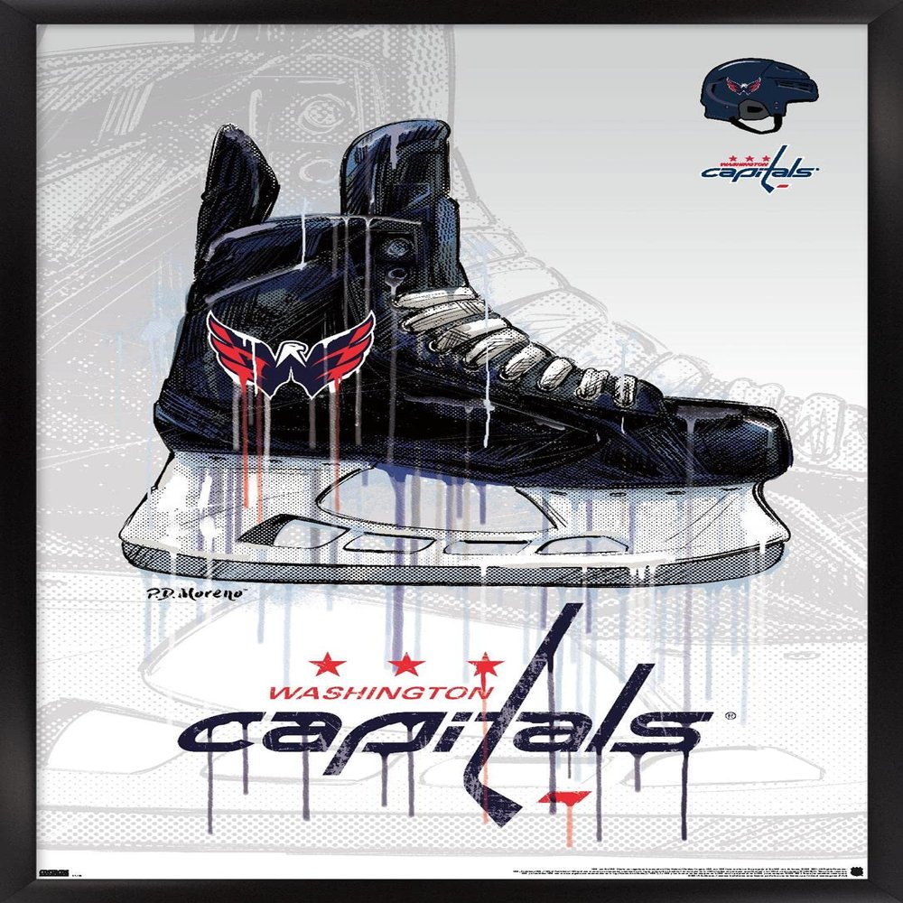 Trends International NHL Washington Capitals - Drip Skate 21 Wall Poster, 14.725" x 22.375", Black Framed Version