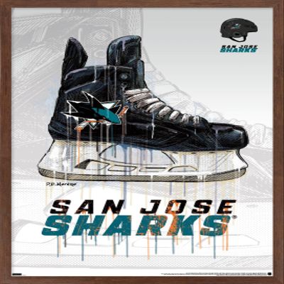 Trends International NHL San Jose Sharks - Drip Skate 21 Wall Poster, 22.375" x 34", Mahogany Framed Version