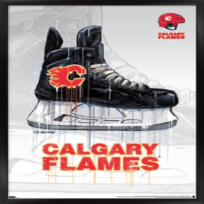 Trends International NHL Calgary Flames - Drip Skate 21 Wall Poster, 22.375" x 34", Black Framed Version