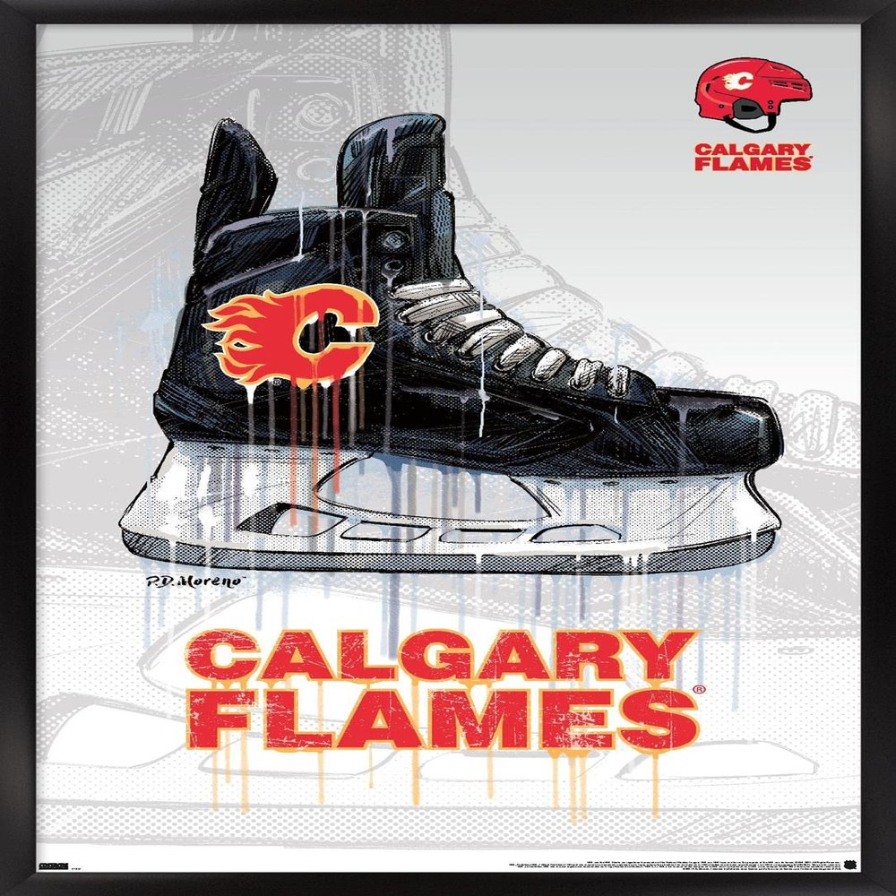 Trends International NHL Calgary Flames - Drip Skate 21 Wall Poster, 22.375" x 34", Black Framed Version