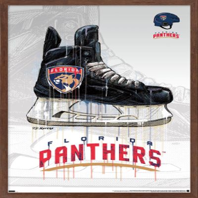 Trends International NHL Florida Panthers - Drip Skate 21 Wall Poster, 22.375" x 34", Mahogany Framed Version