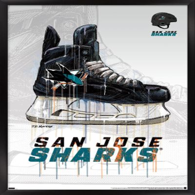 Trends International NHL San Jose Sharks - Drip Skate 21 Wall Poster, 22.375" x 34", Black Framed Version