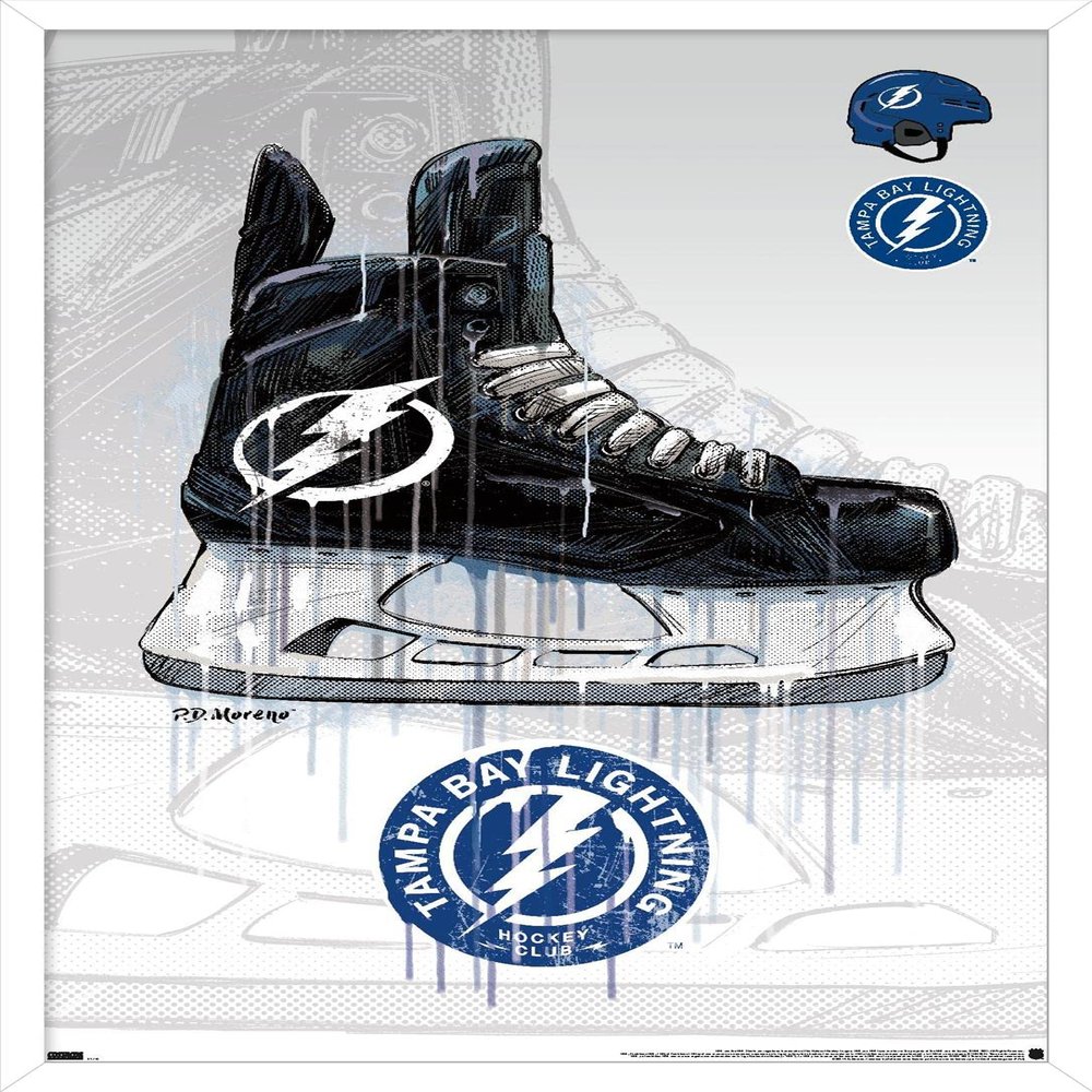 Trends International NHL Tampa Bay Lightning - Drip Skate 21 Wall Poster, 22.375" x 34", White Framed Version
