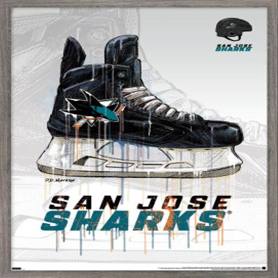 Trends International NHL San Jose Sharks - Drip Skate 21 Wall Poster, 14.725" x 22.375", Barnwood Framed Version