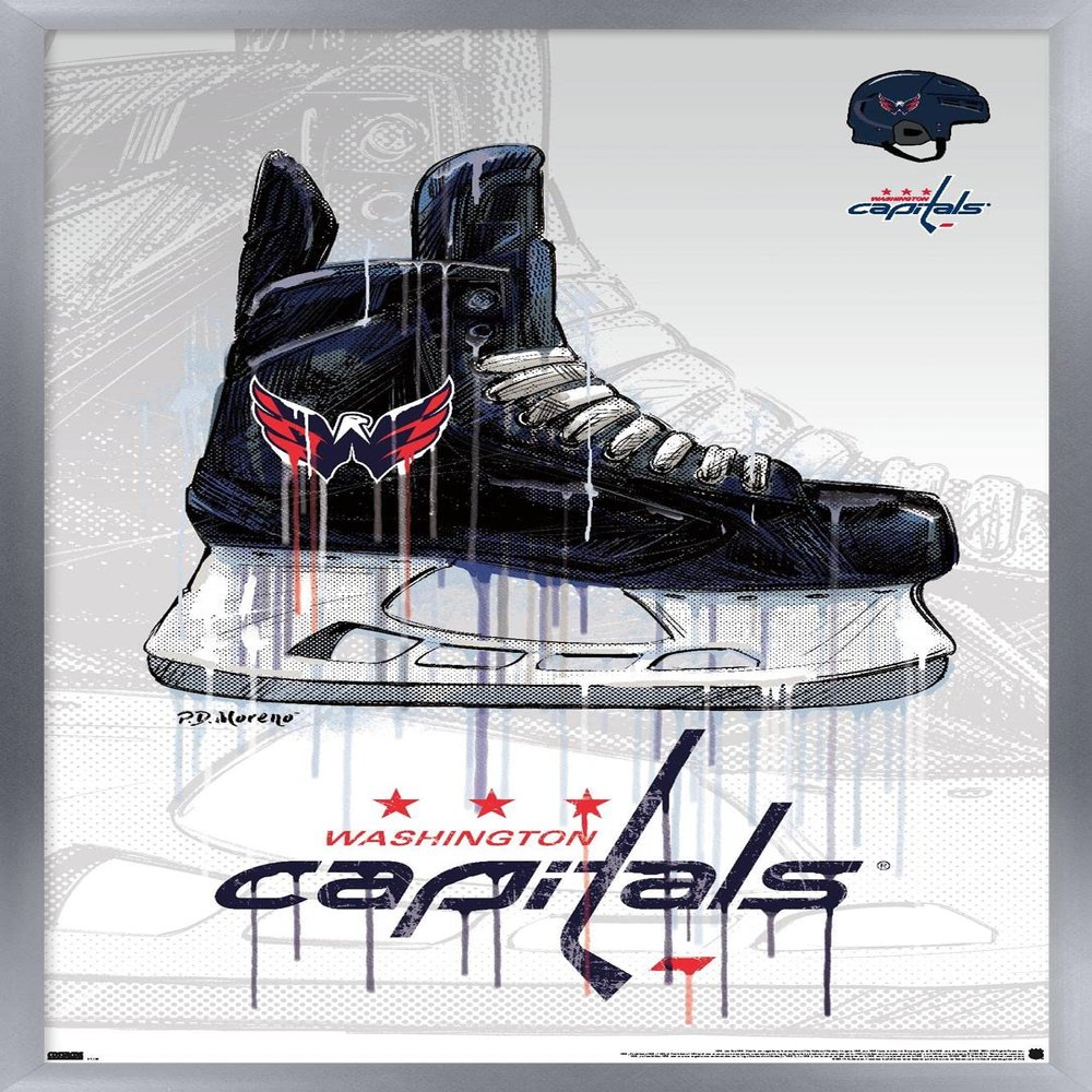 Trends International NHL Washington Capitals - Drip Skate 21 Wall Poster, 14.725" x 22.375", Silver Framed Version