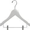 12 inch Kids Wooden Hanger with Clips 25 Pack, Children Toddler Non-Slip Shoulder Solid Wood Shirt Pants Coat Hangers, White Finish view 1