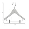 12 inch Kids Wooden Hanger with Clips 25 Pack, Children Toddler Non-Slip Shoulder Solid Wood Shirt Pants Coat Hangers, White Finish view 3