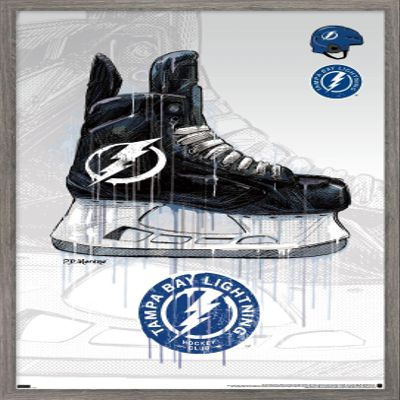Trends International NHL Tampa Bay Lightning - Drip Skate 21 Wall Poster, 22.375" x 34", Barnwood Framed Version