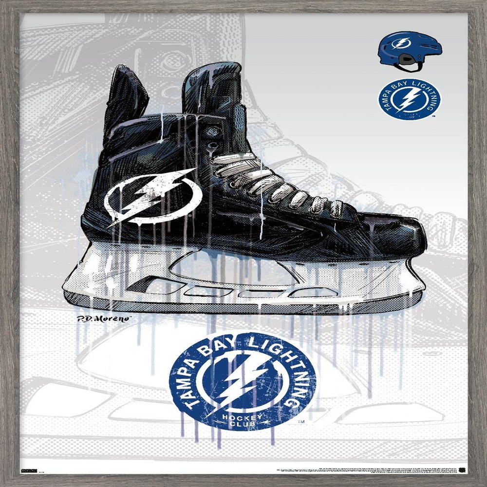 Trends International NHL Tampa Bay Lightning - Drip Skate 21 Wall Poster, 22.375" x 34", Barnwood Framed Version
