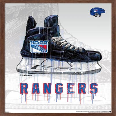 Trends International NHL New York Rangers - Drip Skate 21 Wall Poster, 14.725" x 22.375", Mahogany Framed Version