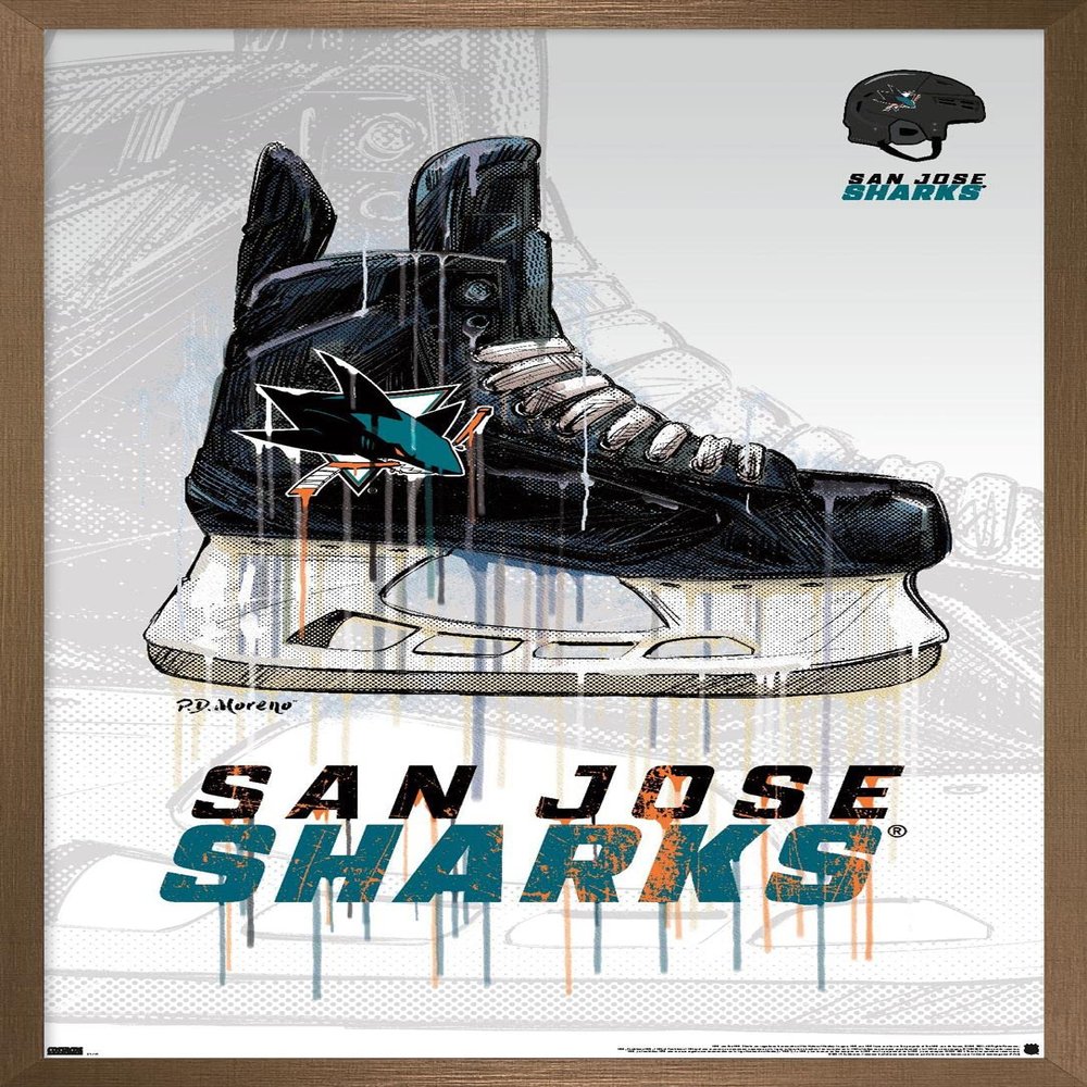 Trends International NHL San Jose Sharks - Drip Skate 21 Wall Poster, 14.725" x 22.375", Bronze Framed Version