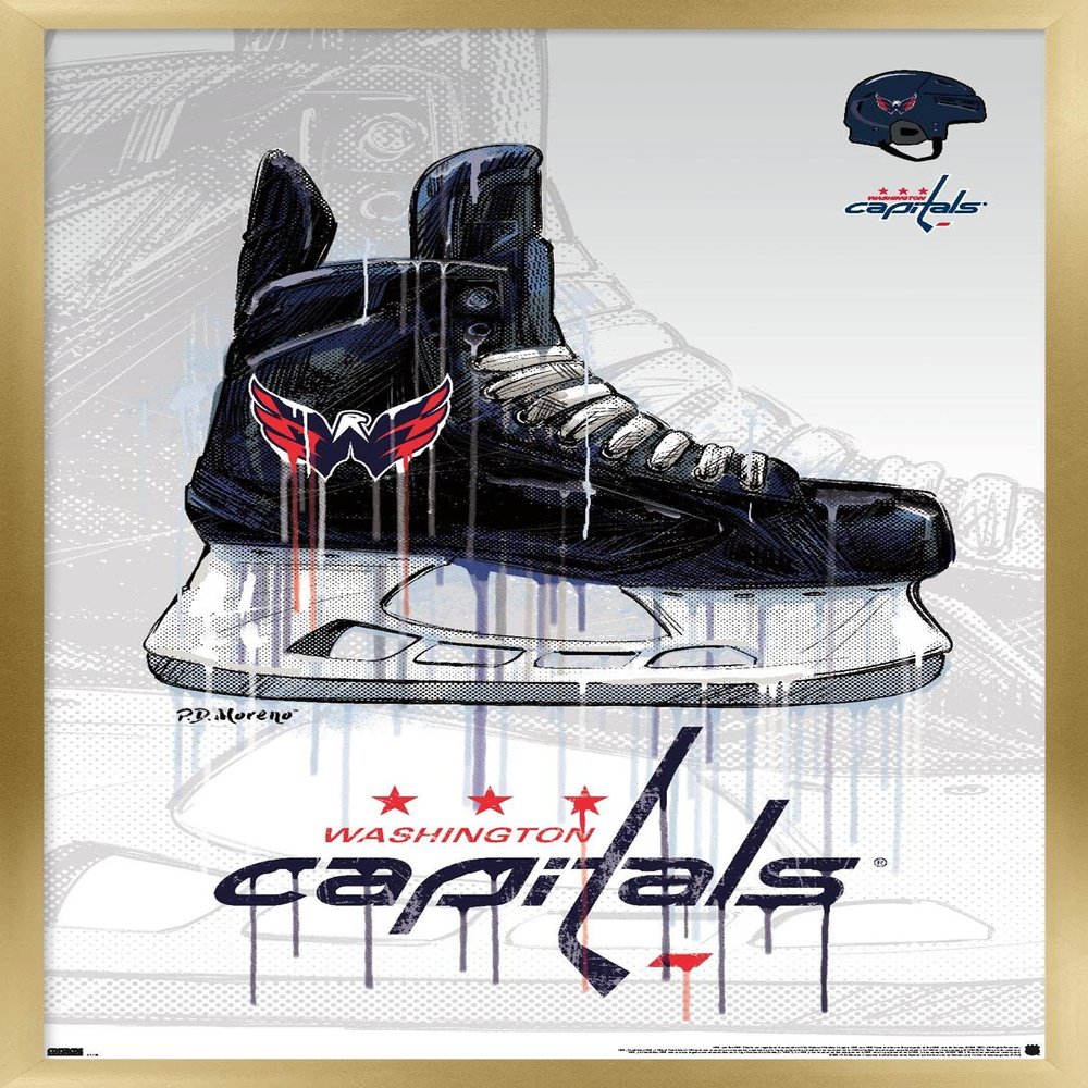 Trends International NHL Washington Capitals - Drip Skate 21 Wall Poster, 14.725" x 22.375", Gold Framed Version