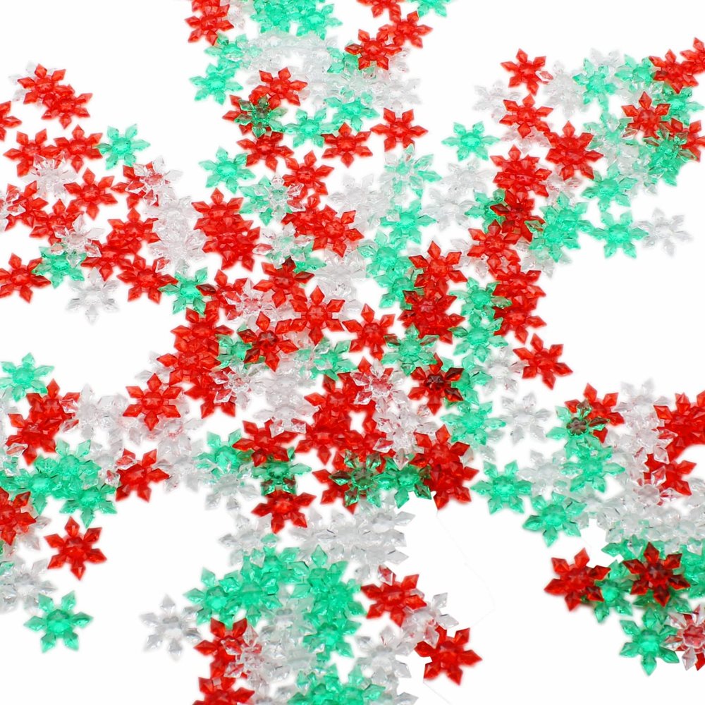 PMLAND 290+ Pcs Acrylic Snowflakes, Christmas Color Table Scatter Decor