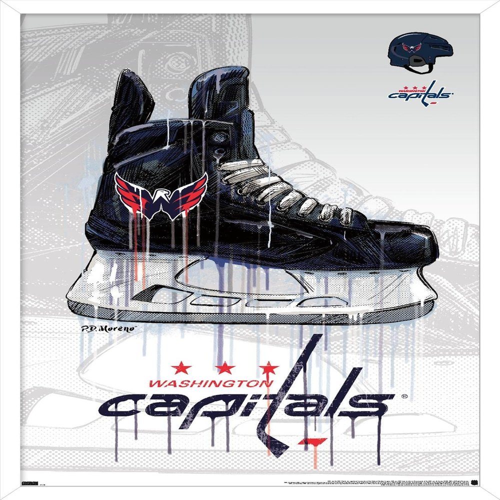 Trends International NHL Washington Capitals - Drip Skate 21 Wall Poster, 14.725" x 22.375", White Framed Version