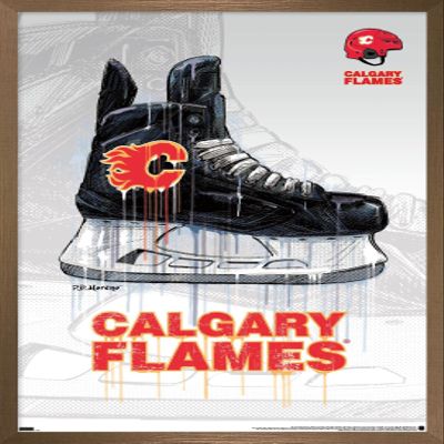 Trends International NHL Calgary Flames - Drip Skate 21 Wall Poster, 22.375" x 34", Bronze Framed Version
