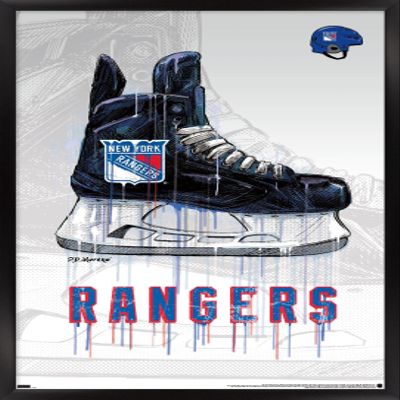 Trends International NHL New York Rangers - Drip Skate 21 Wall Poster, 14.725" x 22.375", Black Framed Version