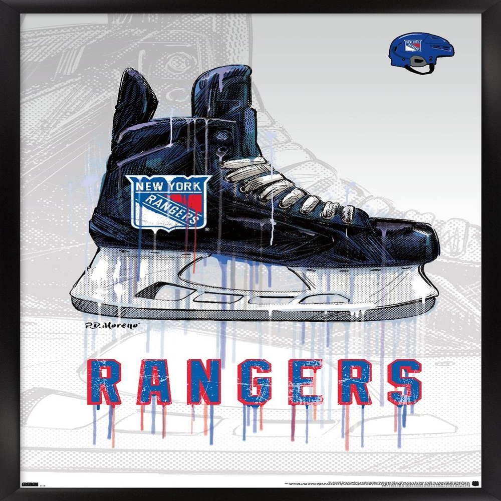 Trends International NHL New York Rangers - Drip Skate 21 Wall Poster, 14.725" x 22.375", Black Framed Version