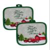 Red Truck Christmas Kitchen Set - Pot Holders, Oven Mitts and Towels view 4