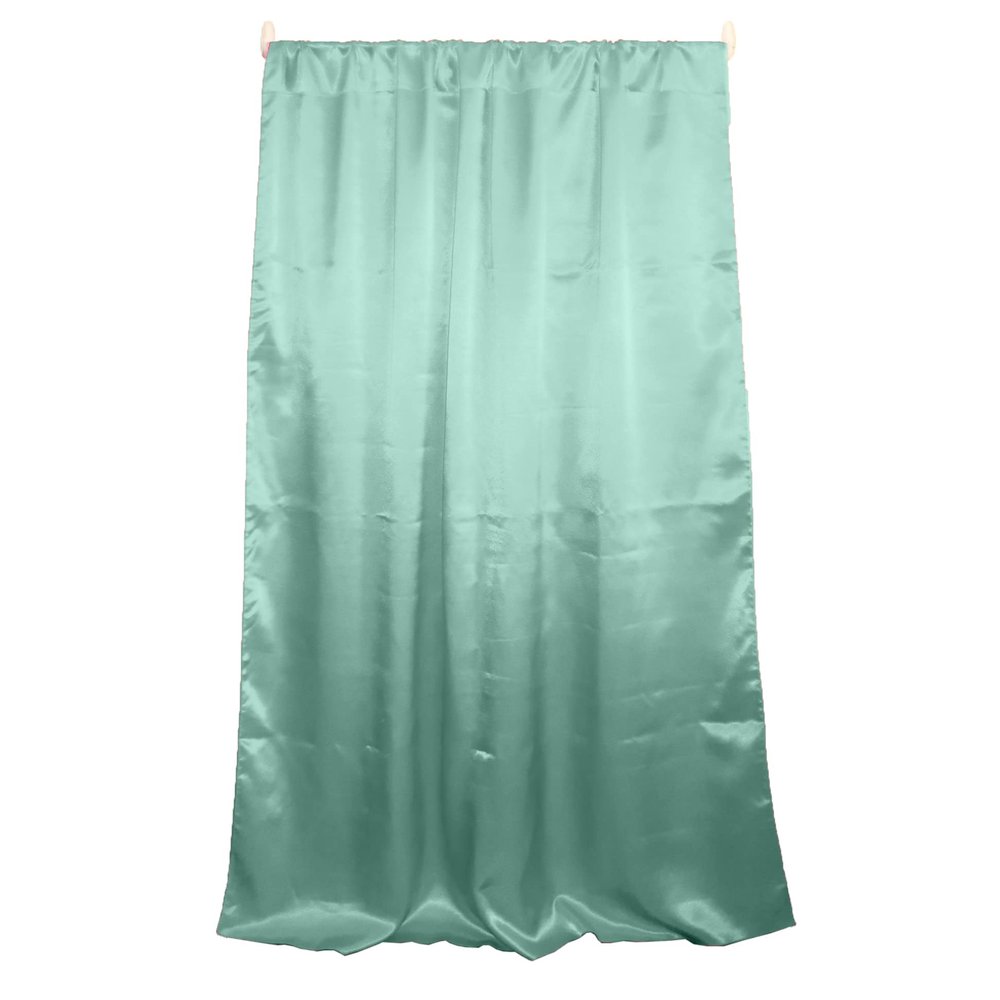 Zen Creative Designs Solid Shiny Satin Curtain Panel Window Treatment Backdrop Photography Kitchen Window Decor (58" Wide x 108" Long, Aqua)