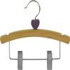 10 inch Baby Wooden Hanger with Clips 50 Pack, Kids Children Toddler Smooth Solid Wood Shirt Pants Coat Hangers, Heart Charm view 1