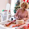 Rubbermaid Wrap N' Craft Plastic Wrapping Paper Organizer Storage Container with Top Ornament Storage Compartment for 20 Standard 30 Inch Rolls, Clear view 3