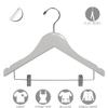 12 inch Kids Wooden Hanger with Clips 50 Pack, Children Toddler Non-Slip Shoulder Solid Wood Shirt Pants Coat Hangers, White Finish view 2