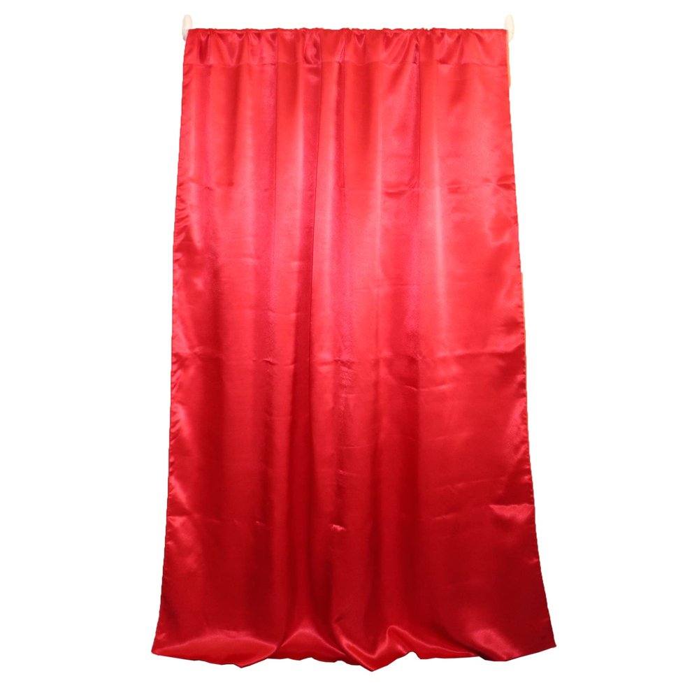 Zen Creative Designs Solid Shiny Satin Curtain Panel Window Treatment Backdrop Photography Kitchen Window Decor (58" Wide x 108" Long, Red)