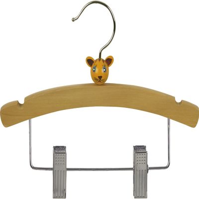 10 inch Baby Wooden Hanger with Clips 50 Pack, Kids Toddler Children Solid Wood Shirt Pants Skirt Nursery Hangers, Cat Charm