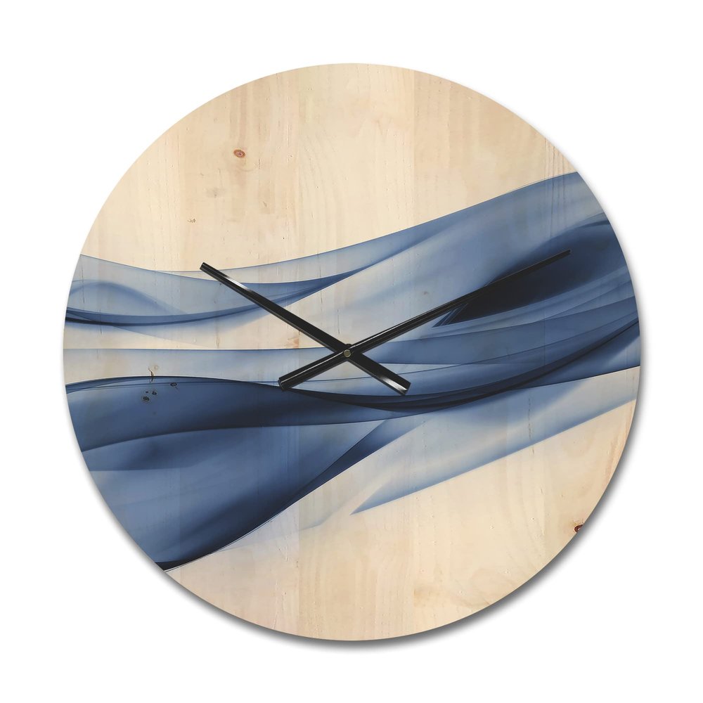 DesignQ 'Glittering Fractal Light Blue' Modern Wood Wall Clock Large Decorative Modern Wall Clock Oversized Wood Clocks for Living Room Dcor