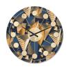 DesignQ 'Blue and Gold Cubes' Mid-Century Modern Wood Wall Clock Large Decorative Mid-Century Modern Wall Clock Oversized Wood Clocks for Living Room Dcor view 1