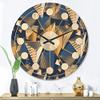 DesignQ 'Blue and Gold Cubes' Mid-Century Modern Wood Wall Clock Large Decorative Mid-Century Modern Wall Clock Oversized Wood Clocks for Living Room Dcor view 2