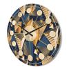 DesignQ 'Blue and Gold Cubes' Mid-Century Modern Wood Wall Clock Large Decorative Mid-Century Modern Wall Clock Oversized Wood Clocks for Living Room Dcor view 3