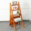 Step Stool Wood Folding Ladder Milti-fuction Safety Household Stepladder Convertible Stairs Chair Shoe Bench/Flower Rack Walnut view 4