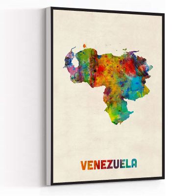 FASHION WALL ART,chic bathroom decor,wall decor for bedroom,Venezuela Watercolor Map Art Print,12''x18''inch Framed