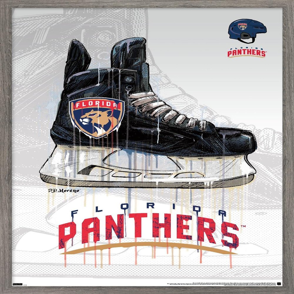 Trends International NHL Florida Panthers - Drip Skate 21 Wall Poster, 22.375" x 34", Barnwood Framed Version