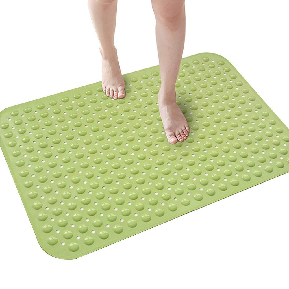 XXIOJUN-Shower Mat Non-Slip Bath Mat with Suction Cup, Quick Drainage Used in Showers, Spas, Saunas, Bathroom (Color : Green, Size : 80X120cm)