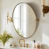 ANDY STAR Gold Bathroom Mirror, 20" x 30" Tilting Vanity Oval Mirror for Wall, Brushed Gold Stainless Steel Metal Frame Pivot Mirror Hangs Vertically Wall-Mounted view 2