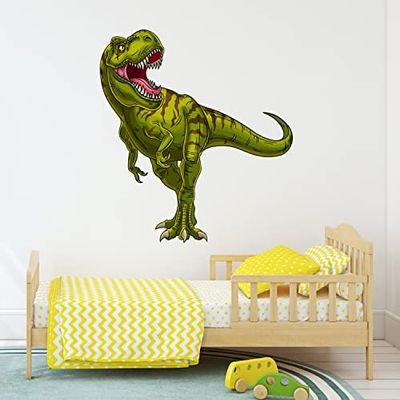 T-Rex Dinosaur Wall Decal - Boys Dinosaur Themed Wall Decal - Dinosaur Wall Decal Nursery Vinyl Decor Sticker (30"W x 32"H)