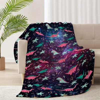 ARNOVIC Cute Dinosaur Blanket, Cute Animal Gift for Women Men Girl Boy Birthday,Lightweight Soft Worm Cozy Flannel Throw for Bedding Sofa Couch 90"x120" Oversized King for Family - XL