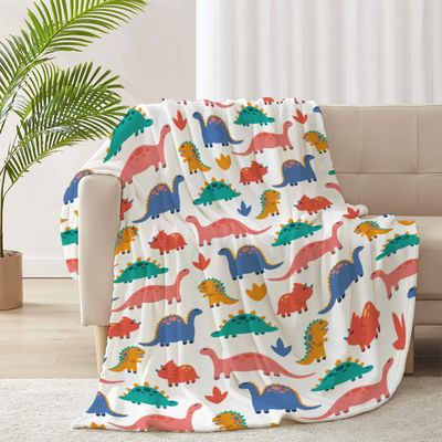 ARNOVIC Dinosaur Squad Patterned Stuffed Animal Dinosaur Blanket, Cute Animal Gift for Women Men Girl Boy Birthday,Lightweight Soft Worm Cozy Flannel Throw 90"x120" Oversized King for Family - XL