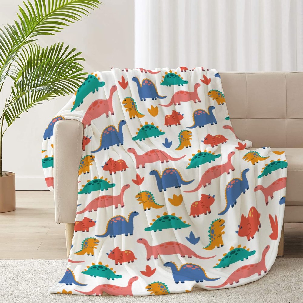 ARNOVIC Dinosaur Squad Patterned Stuffed Animal Dinosaur Blanket, Cute Animal Gift for Women Men Girl Boy Birthday,Lightweight Soft Worm Cozy Flannel Throw 90"x120" Oversized King for Family - XL