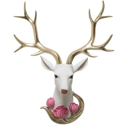 LJHSS Deer Head Wall Decor,Faux Taxidermy Animal Head Wall Art Decor,Wall Mounted Deer Antlers Gallery Wall Sculptures,Deer Decorations for Home,White